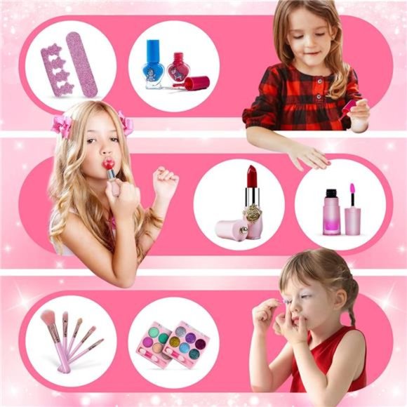 Kids Makeup Kit for Girl-Washable Makeup for Kids with Colorful Unicorn Bag - Picture 3 of 6